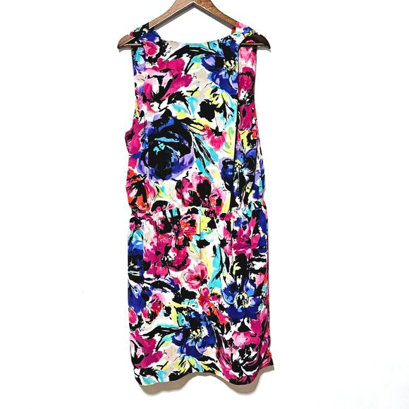 Chaus Dress Women's Sz XL Floral Semi Sheer Cowl Neck Drawstring Waist Boho-chic - Picture 2 of 6